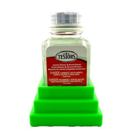 Jeff Did It! Anti-Tip Brush Cleaner Bottle Holder Compatible with Testors Brush Cleaner Anti-Tip/Anti-Slip Bottle Set Holder for 1 Bottle with Rubber Feet - 3D Printed - Holder Only (Bright Green)