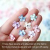 12mm / 0.47" Tiny Satin Fabric Flowers with Faux Pearls,