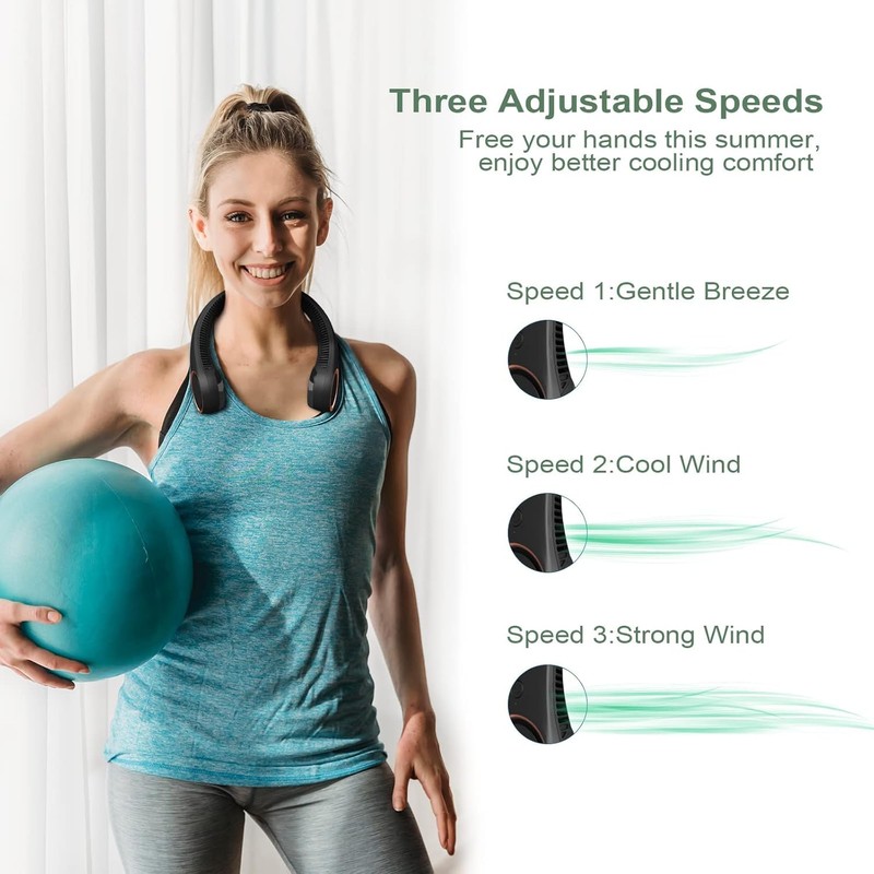HFglobal Neck Fan, Hands Free Bladeless Personal Fan, USB Powered