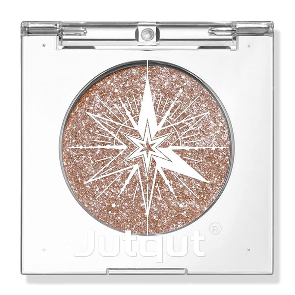 Jutqut Single Shimmer Glitter Eyeshadow Palette - Sparkle Metallic Champagne