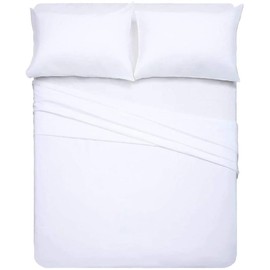 RV/Short Queen Sheet Set, Camper Queen Sheet Set, 4-Piece Bed Sheets for Campers & Travel Trailers, Fits Upto 6-10" Deep Pocket, Luxury Soft Brushed Microfiber Sheets, RV Mattress Sheets - White