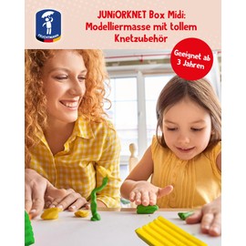 Feuchtmann JUNiORKNET Midi Kneading Set 8 x 35 g Soft Children's Clay in Bars with Shapes and Kneading Tool Vegan Gluten-Free Play Clay Non-Drying Clay Non-Toxic Modelling Clay Children