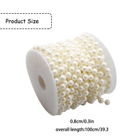 Rumyve 10m Pearl Beads String,Artificial Pearl Wire Chain Garland Ornament,Bead Garland String Bridal Accessories Decoration for DIY Christmas Wedding Baby Shower Birthday Decor(Beige)