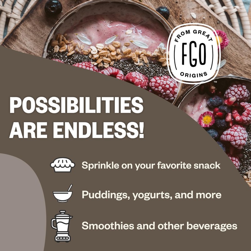 FGO Organic Chia Seeds, 8oz, Natural Raw Black Chia Seeds