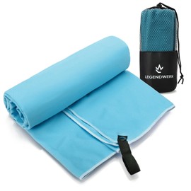 Legendwerk® microfiber towel 160 x 80 cm - quick-drying & lightweight - bath towel for fitness, sauna, travel & beach - sports towel with snap fastener loop & bag for storage