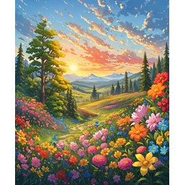 MBYAUYN Paint by Numbers Adults, Paint by Numbers Flower DIY Hand Painted Oil Painting Kit 40 x 50 cm, Cheerful Painting Kits with 3 Brushes and Acrylic Pigment, Suitable Home Decoration Festival Gift