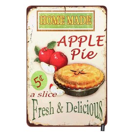 HOSNYE Home Made Apple Pie Tin Sign Slice with Fresh Delicious Attractive Advertisement Vintage Metal Tin Signs for Men Women Wall Art Decor for Home Bars Clubs Cafes 8x12 Inch