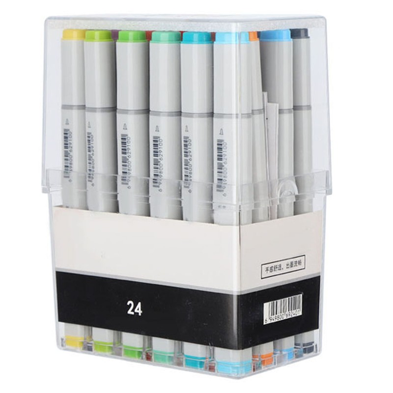 24 Colors Alcohol Double Head Art Marker Pen Clothes Drawing