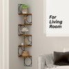 PHAREGE 5 Tier Moon Phase Corner Shelves Brown Black, Rustic