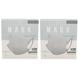[MASK LABO] 富士 レイヤースタイルマスク３０枚入×２箱 ３Dマスク 立体マスク ふつうサイズ (アッシュグレー, 2)