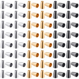 CHANZET Metal Cord Ends for Jewelry Making 60pcs, Bell Stopper Conical Cord Ends Lock Fastener Zipper Pull Rope Ends