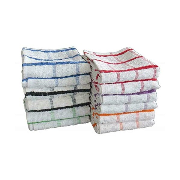 100% Egyptian Cotton Terry Tea Towel, Wonderdry Soft Big check