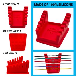 ZYRELYNX Upgraded Silicone Soldering Stand, Helping Hands Soldering Station, Soldering Wire Holder with 6 Slots - Third Hand Soldering Iron Stand for 32AWG to 12AWG Wires(Only Stand), Red, 1 Pcs