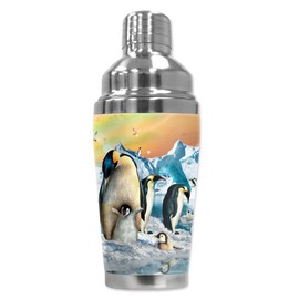 Mugzie "Penguin Chicks" Cocktail Shaker with Insulated Wetsuit Cover, 16 oz, Black