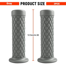Motorcycle Grips 22 mm, Vintage Cafe Racer Handlebar Grips, Non-Slip Rubber Motorcycle Handlebar Grips for Moped, Dirt Bike, Universal Motorcycle Handlebar Hand Grip Compatible with Honda/Harley (Grey