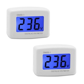 2 pcs Plug in Voltage Meter,DROK AC 80-300V Voltage Test Monitor, Digital Volt Meter Flat US Plug LCD Display Voltmeter 110V 220V Voltage Measuring Monitor Panel Power Line Volt Tester Gauge