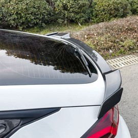 IKON MOTORSPORTS, Trunk Spoiler Compatible with 2022-2025 Honda Civic 11th Gen Hatchback/Type R, Rear Trunk Lid Spoiler Wing Lip ABS Plastic IKON Style Carbon Fiber Print