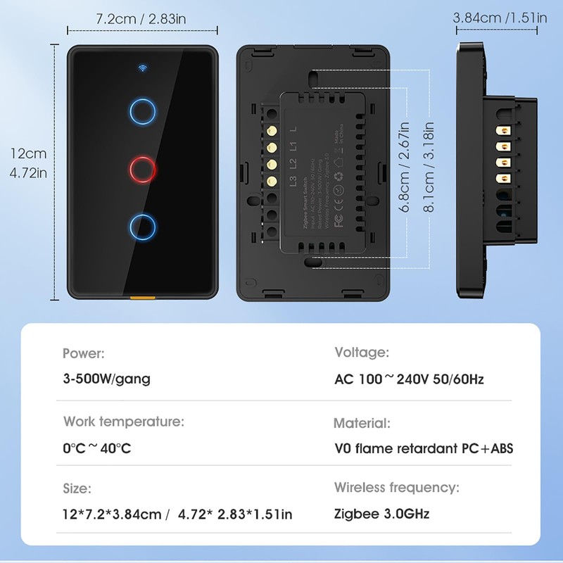 YIFAN Zigbee Smart Touch Wall Light Switch, Requires ZigBee Hub,