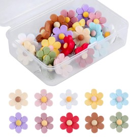 SacJkt Pinnwandnadeln, Blumen Reißzwecken, 30 Stück Niedliche Bunte Blumennadeln Mit Aufbewahrungsbox, Dekorative Stecknadeln für Fotowand, Korktafel, Karte, Büro, Zuhause (10 Farben)