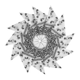 Junvena Cotton Bandanas 12 packs 22"X 22" Double Sides Printed Unisex Kerchief（Snow White）