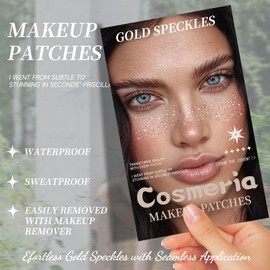 Cosmeria Glitter Face Tattoo Set, 24 Sheets, Waterproof and Sweatproof Glitter Freckles in Gold and Silver, Easy to Use and Remove