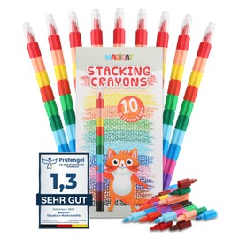 Magicat Stackable Wax Crayons | Note 1.3 for the Test Angel | 120 Pieces in 12 Festive Colours | Ideal for Advent Calendar 2023, Santa Stocking & Children's Birthday | Creative Party Bag