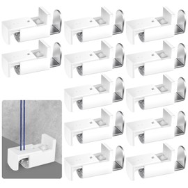 Pack of 12 Clamp Support Fixings, No Drilling Clamp Support Pleated Blind, White Pleated Holder for Tensioned Pleated Blind and Double Roller Blind