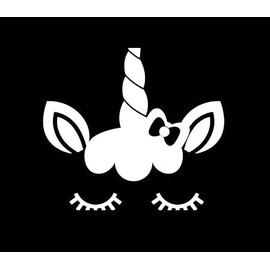 Unicorn Bow Eyelashes MKR042 Decal Vinyl Sticker|Cars Trucks Vans Walls Laptop MKR| White |5.5 x 5|MKR042