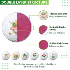 Sinmoe Golf Ball Gift Set Funny Novelty Golfer Present for Men Dad Golfing Fan, One Standard Size Unit(6 Pcs, Birthday)