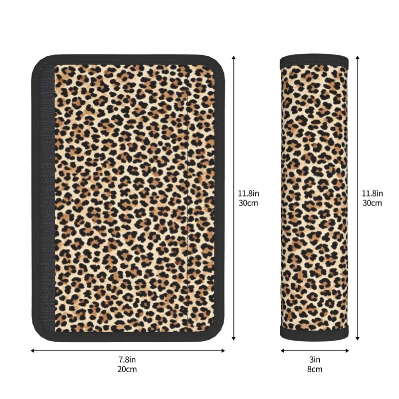 2 Pack Seatbelt Covers with Leopard Pattern Soft Shoulder Pad