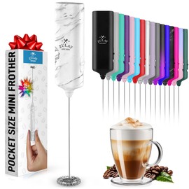 Powerful Milk Frother Wand - Mini & Mighty Handheld Drink Mixer - Portable Coffee Frother For Latte, Cappuccino, Matcha, Hot Chocolate, Creamer - White Marble