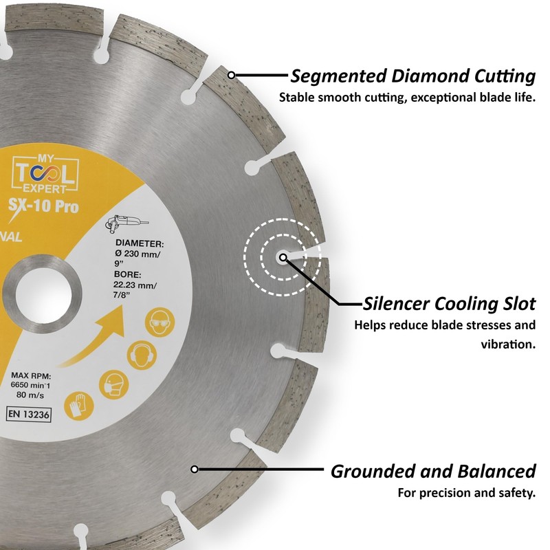 230mm Universal Segmented Diamond Blade For Angle Grinder, SX-10 PRO