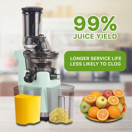 Cold Press Juicer, Slow Masticating Juicer Machines 3.2" Large Feed Chute, 250W Juice Extractor for Whole Fruits & Vegetables, Professional Cold Press Juicer Easy to Clean High Juice Yield, BPA Free