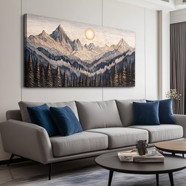 MHARTK66 Abstract Mountain Landscape Wall Painting Wall Art For Living Room Bedroom Wall Decor Office Modern Pictures Wall Decor Sunrise Forest Large Canvas Prints Hanging Modern Home Decorations
