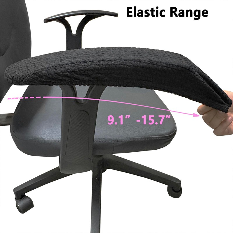 Melaluxe Stretch Office Chair Armrest Covers, Arm Rest Slipcovers (Black)