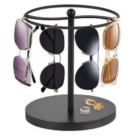 Dulynva 360 Rotating Glasses Stand for Multiple Glasses Stand Glasses Holder Sunglasses Holder Storage Sunglasses Organiser Display for Table, Dresser, Desk (Black)