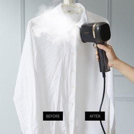 SALAV® Quicksteam Portable Hand Held Garment Steamer for Clothes, 10 seconds Fast Heating Time, Removes Wrinkles on Clothes and Fabrics, No Drip Steam, Stainless Steel Plate (Onyx)