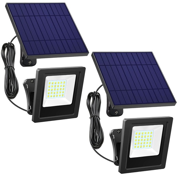 Awanber Solar Powered Lights Outdoor, 2 Pack Wall Mount Solar Dusk to Dawn Lights with IP65 Waterproof, Super Bright Solar Security Flood Lights for Patio, Barn, Garden, Pathway,Yard, Lawn, Balcony