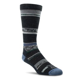 Farm to Feet King No Cushion Crew Socks (Charcoal/Wooly Blue, Medium)