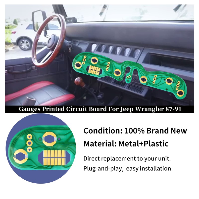 Gauges Cluster Circuit Board Compatible with Jeep Wrangler YJ 1987