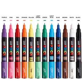 Uni-posca Paint Marker Pen - Extra Fine Point - Set of 12 (PC-1M12C)