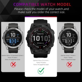 ToVioc [3+1 Piece Case Protective Film Compatible with Garmin Fenix 7X 51 mm / Fenix 7X Solar/Fenix 7X Sapphire Solar, Anti-Scratch HD Watch Film, Flexible TPU Protective Case - Black