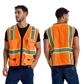 SRsafety High Visibility Vest, Security Vest with 9 Pockets,Mesh Safety Vest for Construction Workers Sanitation Workers