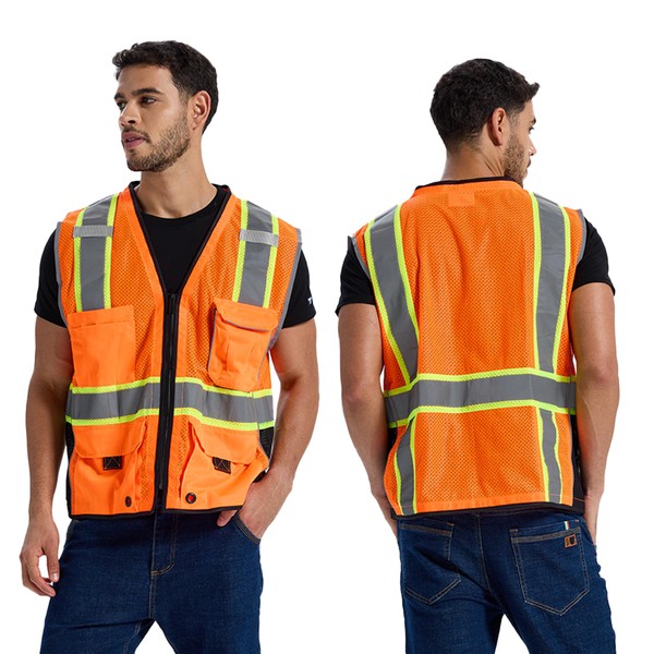 SRsafety High Visibility Vest, Security Vest with 9 Pockets,Mesh Safety