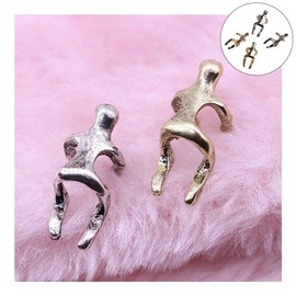 Acxico 4 pieces of rock-climbing men's bare-ear cuffs wrapped in spiral cartilage and clipped to earrings. Ladies' jewelry (2 gold and silver each)