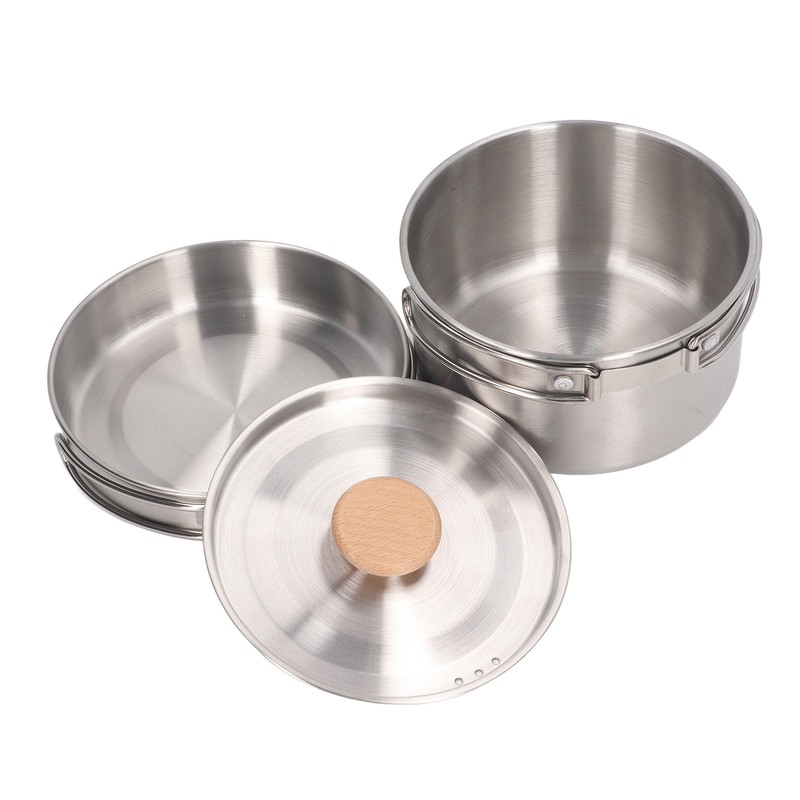 Cooking Pot and Pan Set 304 Stainless Steel Portable Camping