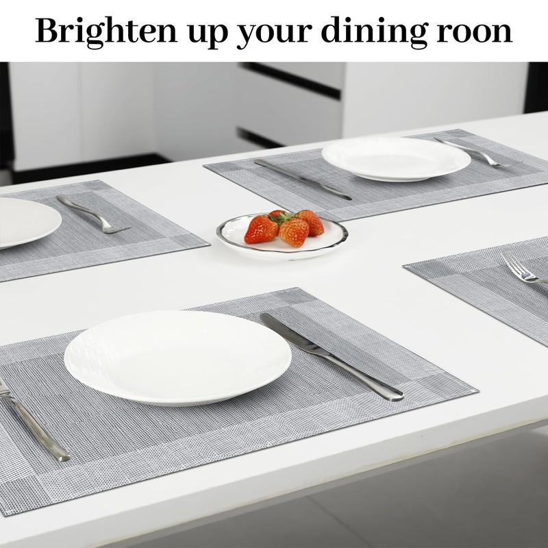 Bloss Placemats Set of 4, Linen Woven Place Mats for