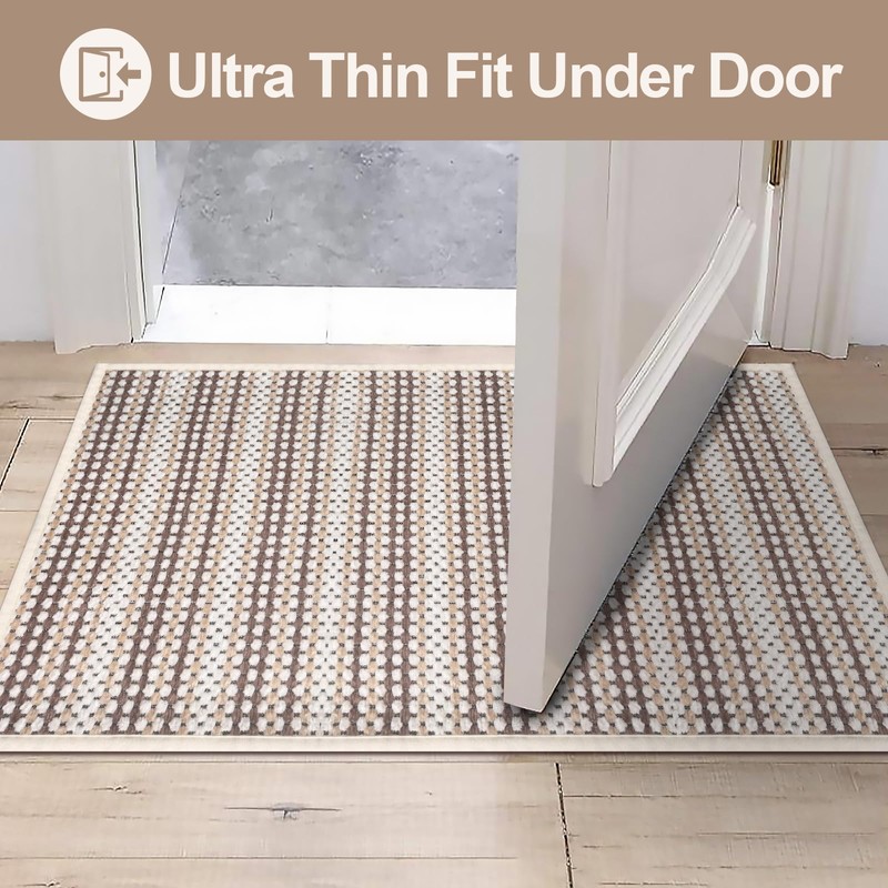 Bath Mat Ultra Thin Bathroom Rugs, Soft Braided Non-Slip Washable