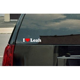 Stickermatic I Love Leah Vinyl Decal - White with a red heart