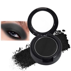 Matte Black Single Eyeshadow - Pressed Fine Powder for High Pigment, Long-lasting Day & Night Eye Makeup